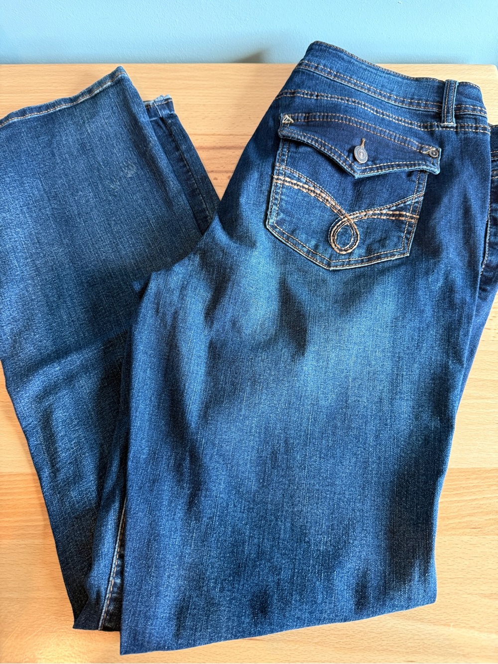 Wallflower Medium Blue Bootcut Jeans with Embroidered Flap Pocket
